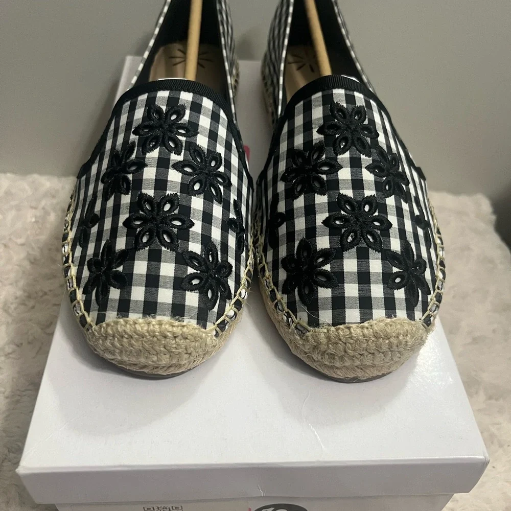 Isaac Miztahi Black and White Gingham‎ Espadrilles NEW